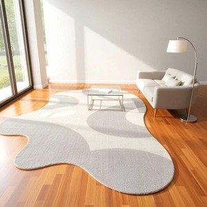Hand Tufted <b>Grey</b> Organic Abstract Wool <b>Rug</b>, Irregular Minimalist Area Carpet for <b>Living</b> <b>Room</b> Bedroom Home Decor Wholesale - Product Image 1
