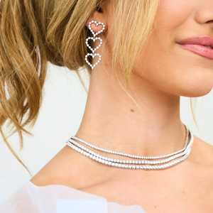 <b>Heart</b> Shape <b>Earrings</b> Round Cut Moissanite Lab Grown Diamond Luxury Push Back Bridal Wedding Statement Jewelry 14K 18K Solid Gold - Product Image 5
