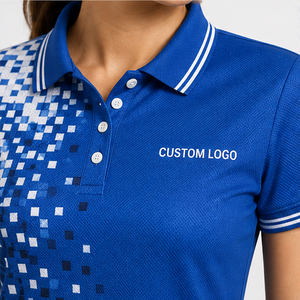Polo Personalizado con Logotipo para Mujer, Azul Rey con Degradado de Puntos Blancos, Secado Rápido, Manga Corta, Sublimación, Ropa Deportiva de Golf - Product Image 4