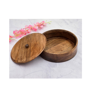 Natural Wooden Casserole Box and Hotpot for Serving Chapati and Roti Handcrafted Roti Holder round shape at best price - Product Image 5