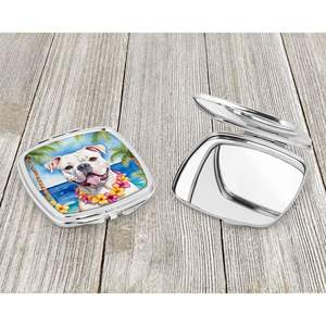 Bouledogue américain Luau Miroir de maquillage compact de voyage pour femmes Poche pliable Cadeau décoratif conçu pour le maquillage - Product Image 3