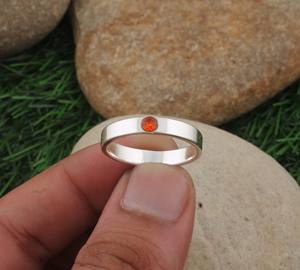 แหวนควอตซ์สีส้มคลาสสิก 925 เงินสเตอร์ลิงอัญมณีสำหรับผู้หญิงงานฝีมือประณีตเครื่องประดับงานแต่งงานวันครบรอบวันเกิด - Product Image 4