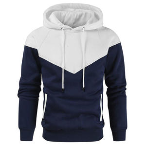 Sweat-shirt à capuche en tricot pour homme, color block, automne, bleu marine et jaune, manches longues, coupe classique - Product Image 5
