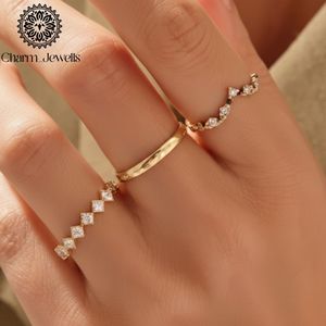 แหวนหมั้น Charm_Jewells ชุบทอง 18K เงินแท้ประดับโมอิสซาไนต์ ดีไซน์เรียบหรู รูปดาว ประดับเพชรแบบหนามเตย - Product Image 5