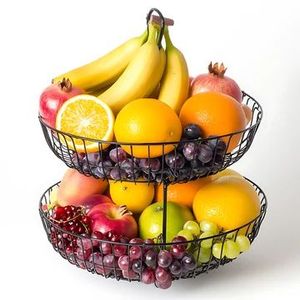 2 Tier Square Modern Metal Food Storage Baskets and Racks for Fruits <b>Vegetables</b> Coffee Spices Pods - Product Image 3