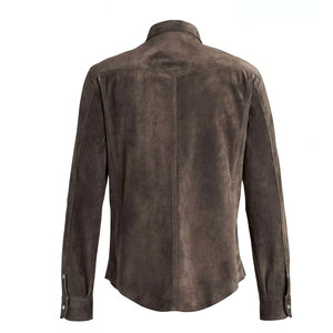 Professionally Manufactured Men Vintage Suede Leather <b>Shirt</b> Stand Collar Winter <b>Half</b> Sleeve High Quality for Sale - Product Image 3