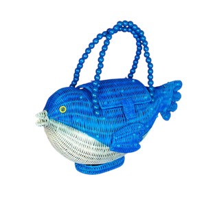 Cesta de Almacenamiento de Mimbre Hecha a Mano con Forma de Pájaro Azul, Estilo Bohemio, Diseño Animal, Organizador Decorativo, Bolsa de Mimbre - Product Image 2