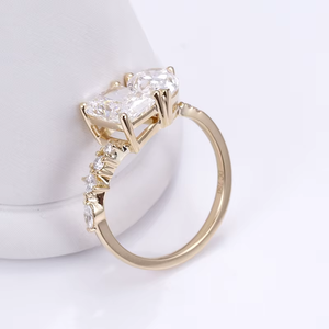 Anillo de compromiso de oro rosa con diamantes, corte pera, corte radiante, diamantes cultivados en laboratorio, certificado IGI, estilo clásico para mujer - Product Image 6