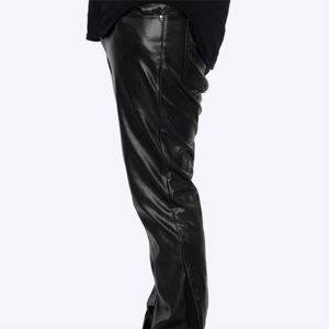 Stylish Men's Genuine <b>Leather</b> Lightweight <b>Flared</b> Pants-High Quality Breathable Eco-Friendly Retro Bell-Bottom <b>Trousers</b> - Product Image 3