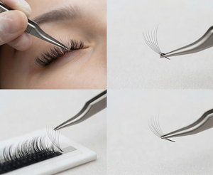 Ensemble de pinces à cils professionnelles en acier inoxydable, pinces courbées et en forme de L pour extensions de cils - Product Image 3