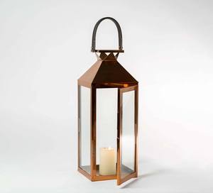 Lanterne carrée moderne en fer doré, porte-bougie avec panneaux en verre, artisanat fait main, exportations Empire, impression 1 couleur, décoration d'Halloween pour la maison - Product Image 1