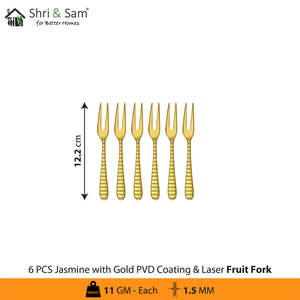 Jasmine Laser 7 <b>Cutlery</b> Stainless Steel Utensils with <b>Gold</b> PVD Coating - Product Image 3