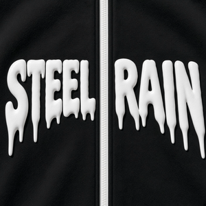 Steel Rain Dripping Print Men's <b>Zip</b>-<b>Up</b> <b>Hoodie</b> Regular Fit Streetwear <b>Black</b> French Terry Sweatshirt Autumn Wear - Product Image 4