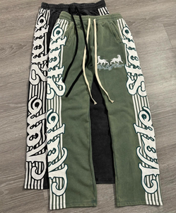 Ensemble streetwear tendance : sweat à capuche en coton délavé et vieilli, pantalon baggy oversize, broderie, impression en relief et strass - Product Image 4