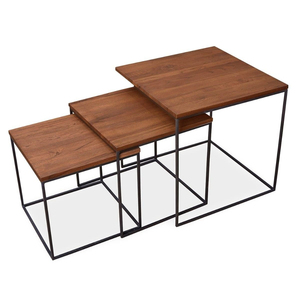 Modern Round Nesting <b>Side</b> <b>Tables</b> Set of 2 Solid Mango Wood Top with Matte <b>Black</b> Iron Base End <b>Tables</b> for Living Room and Bedroom - Product Image 6