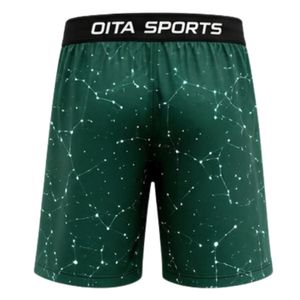 Emerald Green White Speckled Print Sports <b>Shorts</b> with <b>Elastic</b> <b>Waistband</b> Lightweight Breathable Athletic Gym Training - Product Image 2