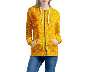 Sudadera con capucha de invierno con cremallera completa impresa personalizada, Sudadera con capucha de sublimación de gran tamaño de algodón de calidad para mujer, chaqueta informal con capucha y cremallera - Product Image 1