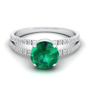 Bague solitaire en or massif 14 carats avec émeraude ronde de 2 carats, design de luxe REYES, certifiée IGI, pour femmes - Product Image 5