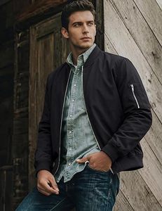 Men's Eco-Friendly Reversible 100% Polyester Bomber <b>Jacket</b> Lightweight Casual Winter Windbreaker <b>Zip</b> <b>up</b> Coat with Pocket - Product Image 2