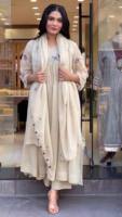 Ensemble Kurti en soie pure Mul Roman brodée avec pantalon élastique cousu et dupatta à bordure ajourée pour femme, tenue de soirée OO 55