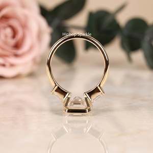 HIPHOP SPARKLE ER29 925 Sterling <b>Silver</b> <b>Emerald</b>-Cut Moissanite Prong-Set Solitaire Engagement <b>Ring</b> Rhodium/18K Gold Plating for - Product Image 3