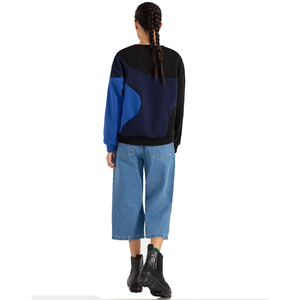Sudadera Oversize de Mujer con Bloques de Color, Antiarrugas, Cuello Redondo, Hombros Caídos, Tejida 100% Algodón, Estilo Casual para Otoño - Product Image 2