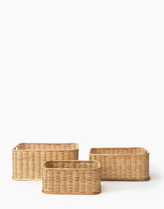 Juego de 3 bandejas de ratán natural tejido para guardar artículos del hogar, bandejas de almacenamiento para organizar en armarios o estantes. - Product Image 5