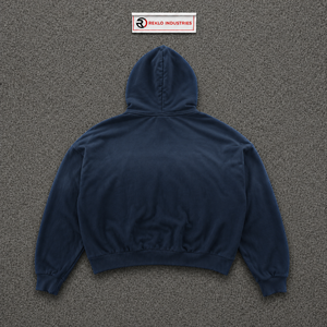 เสื้อสเวตเชิ้ตมีฮู้ดสีน้ำเงินกรมท่าสำหรับผู้ชาย พิมพ์ลายหัวใจและข้อความ "Love Me" ดีไซน์ลำลองขนาดใหญ่ โลโก้ด้านหน้า STREETWEAR HOODI - Product Image 6