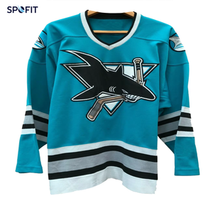 Maillot de hockey sur glace à col en V, manches longues, logo brodé personnalisé, vêtements d'équipe de hockey, maillots, 100% polyester - Product Image 1