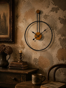 Modern Metal <b>Wall</b> <b>Clock</b> Minimalist Round Design Wood Accent Contemporary Decorative Timepiece Luxury Home Interior <b>Wall</b> <b>Decor</b> - Product Image 4