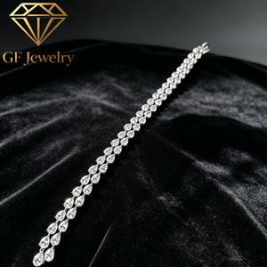 Pulsera de tenis de diamantes naturales en forma de pera de doble fila, oro blanco de 18K, alta claridad, alto color, joyería fina, personalizada para gala/noche. - Product Image 2