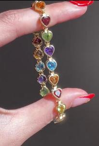 Natural Multi <b>Stones</b> <b>Bracelet</b> With 925 Sterling Silver Handmade <b>Bracelet</b> With Heart Shape Best For Gift, - Product Image 5