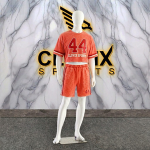 Conjunto de Dos Piezas Premium con Lavado Ácido para Hombre, Camiseta y Pantalones Cortos de Algodón, Atuendo de Verano, Proveedor OEM ODM CLOVIX SPORTS Cl-90, Logotipo Personalizado - Product Image 5