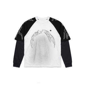 Camisetas de Manga Raglán para Hombre, Estilo Urbano, Camisetas de Manga Larga con Estampado Gráfico de Algodón para Hombre, Producción de Ropa Urbana Personalizada - Product Image 3