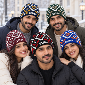 Wholesale 100% Acrylic Knit Beanie Unisex Black Red <b>White</b> Geometric Pattern Winter <b>Hat</b> Custom Logo Streetwear Cap B2B USA - Product Image 6