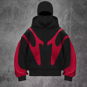 Sweat à capuche personnalisé pour homme avec fermeture éclair et strass, style streetwear, fournisseur de sweats à capuche basiques personnalisés avec strass - Product Image 4
