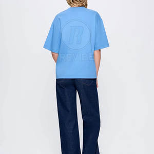 Camiseta de Verano Informal para Mujer, de Alta Calidad, Holgada, Transpirable, de Manga Corta, con Impresión de Logotipo Personalizado, 100% Algodón - Product Image 3