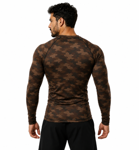 <b>Men's</b> Brown Camo <b>Compression</b> Rash Guard Long Sleeve Athletic Gym <b>Shirt</b> Fitness Training Workout Sports Base Layer Sportswear - Product Image 4