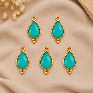 Colgante de Calcedonia Aqua en Forma de Pera con Bisel, Conector de Gema Facetada para Fabricación de Joyas - Product Image 1