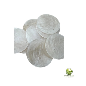 Disques de coquilles de Capiz brutes écologiques du Vietnam, en gros, avec trous, pour la décoration de mariage - Product Image 5