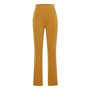 Pantalon large et droit AMIB SPORTS pour femme, taille haute élastique, en coton 220g, coupe décontractée, couleur unie, pour l'automne et l'hiver - Product Image 1