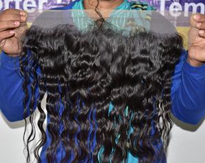 Venta al por mayor 100% Virgen Extensiones de Cabello Indio Brasileño Negro Crudo 13*6 Frontal con Color Ondulado Sin Procesamiento Químico - Product Image 4