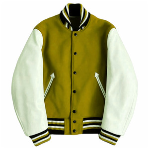 Custom Mens Green Color Wool Varsity <b>Jacket</b> Stand Collar <b>Zip</b> <b>Up</b> Letterman <b>Jacket</b> OEM Private Label Casual Autumn Wholesale - Product Image 5