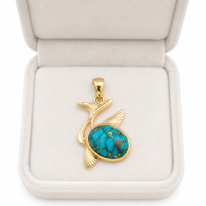 Pendentif Queue de Baleine en Turquoise Naturelle, Orné de Dorure, Bijou Artisanal Inspiré de l'Océan, Pierre Précieuse de Créateur, Cadeau Unique pour Femme - Product Image 4