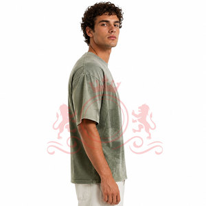 T-shirt décontracté de haute qualité à épaules tombantes, effet délavé, en coton doux pour un style moderne et un confort optimal - Product Image 3