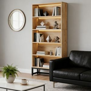 <b>Tall</b> Bookshelf Stylish Bookcase for Home or Office Versatile <b>Storage</b> Solution - Product Image 2