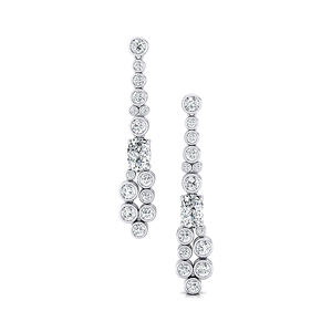 Boucles d'oreilles pendantes en or massif 14K/18K avec diamant de laboratoire de luxe certifié IGI, taille ovale 0,5 carat et 28 diamants d'appoint - Product Image 2