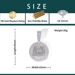 Colgante Personalizado Redondo Totalmente Cubierto de Diamantes, Plata S925, Moissanita, Colgante con Letra Personalizada, Joyería Unisex Estilo Rapper - Product Image 5