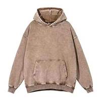 Meilleur sweat à capuche délavé à l'acide 400 g/m² en tissu éponge, coupe oversize, unisexe, imprimé, court, zippé, délavé à l'acide