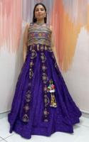 Chaniya Choli de style veste longue en soie russe, modèle célébrité, avec dupatta brodée, pour mariage Navratri, 58 kum kum vintage choli